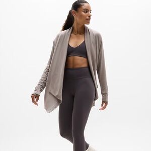 Athleta Light Gray Ribbed Cardigan